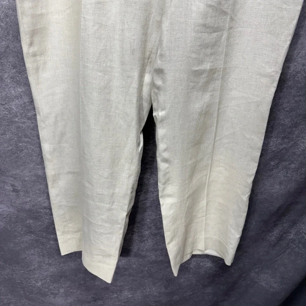Ralph Lauren Mens 40W x 30L Beige 100% Linen Flat Front Straight Let Chino Pants